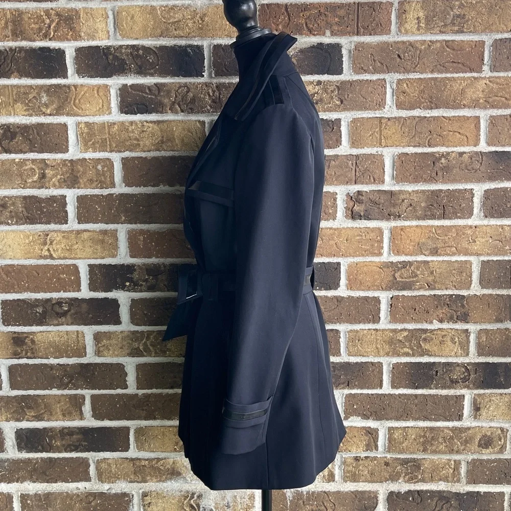 Carlisle Black Trench Coat with Belted Waist - Picture 4 of 15